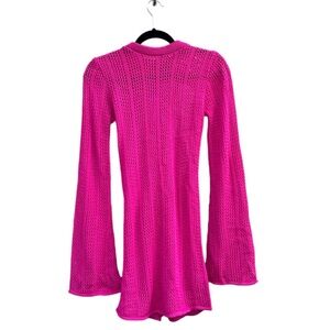Nasty Gal Stitchy Backless Knitted Mini Cover Up Dress Hot Pink NWT Large